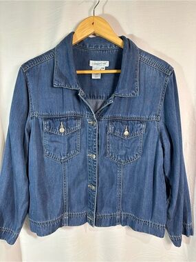 Coldwater Creek Medium Blue Denim Jacket with Chest Pockets